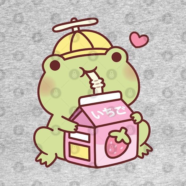 Cute Frog Loves Strawberry Milk by rustydoodle